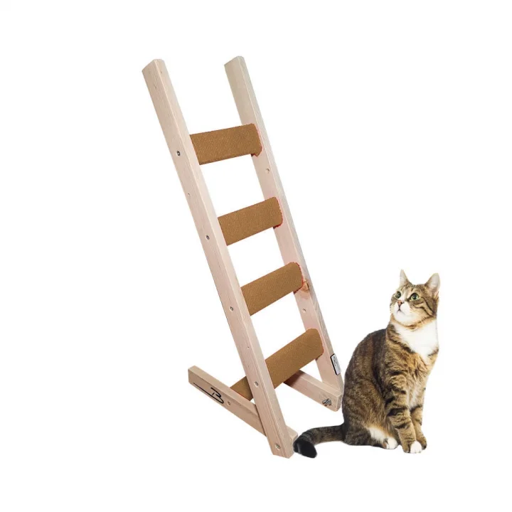 Barış Dizayn Doğal ahşap duvara veya yere kedi merdiveni Kedi tırmalaması katlanabilir sağ sol uyumlu (85cm) Renk Seçimli