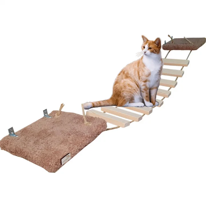 Barış Dizayn Peluş Basamaklı Kedi Köprüsü Peluş Raf Duvar Kedi Yolu Parkur 2 Renk (130cm)