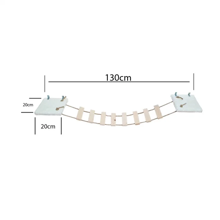 Barış Dizayn Peluş Basamaklı Kedi Köprüsü Peluş Raf Duvar Kedi Yolu Parkur 2 Renk (130cm)