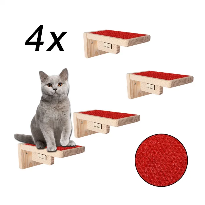 Barış Dizayn Doğal Ahşap Güçlendirilmiş 18cm kedi basamağı kedi köprüsü duvar yürüyüş yolu kedi oyunu (4 adet) Renk seçimli