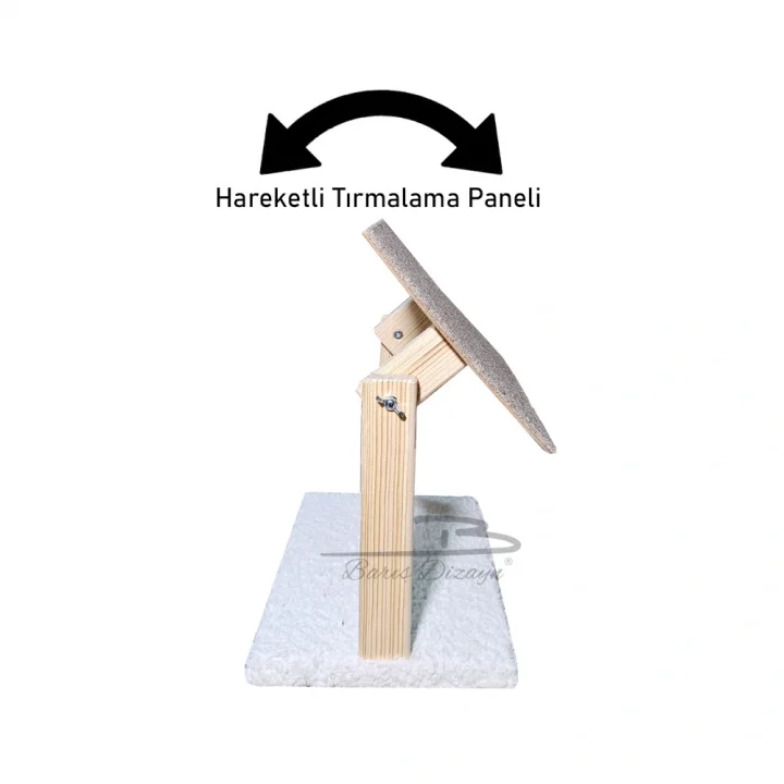 Doğal Ahşap Portatif Tırmalama Halısı Hareketli Panel Rampa Peluşlu (2 Renk)
