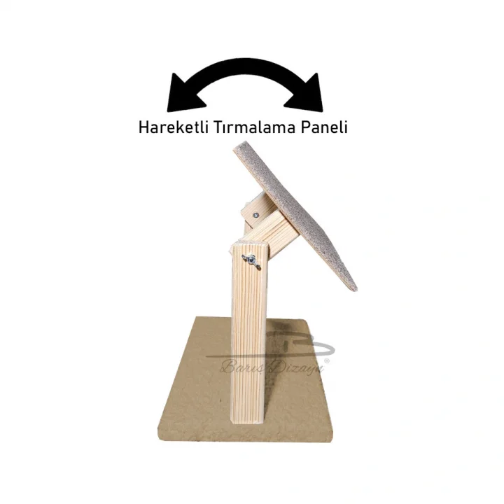 Doğal Ahşap Portatif Tırmalama Halısı Hareketli Panel Rampa Peluşlu (2 Renk)