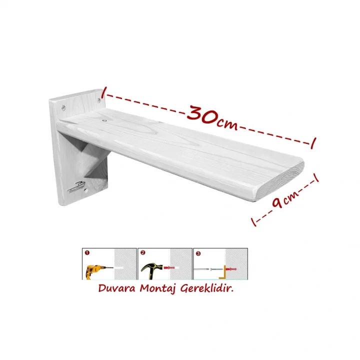 Doğal Ahşap Güçlendirilmiş Uzun 30cm kedi basamağı kedi köprüsü duvar yürüyüş yolu (2 adet)