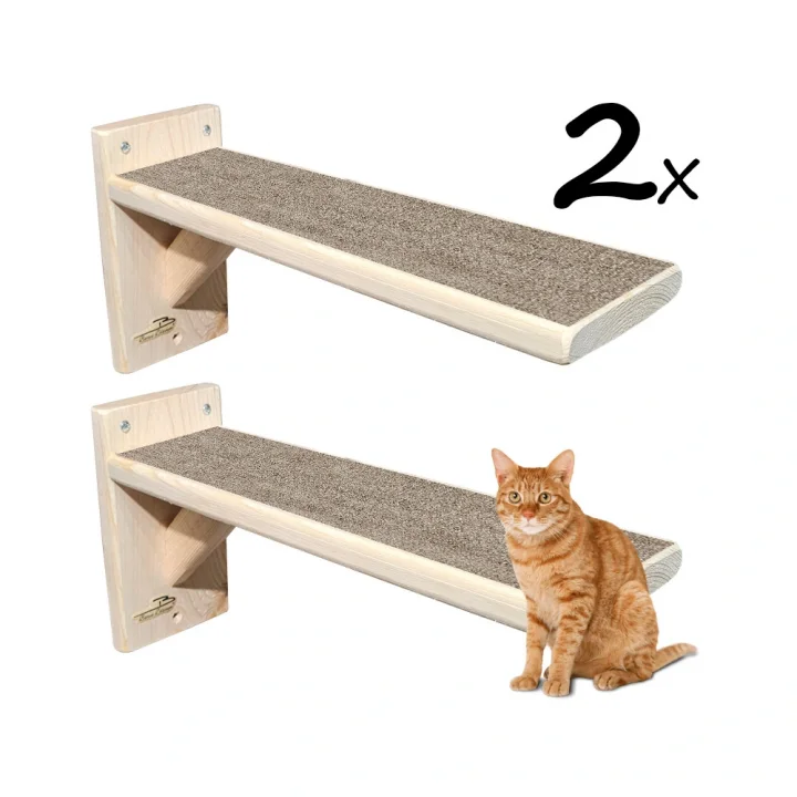 Doğal Ahşap Güçlendirilmiş Uzun 30cm kedi basamağı kedi köprüsü duvar yürüyüş yolu (2 adet)