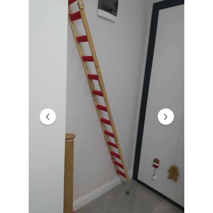 Barış Dizayn Doğal ahşap duvara veya yere kedi merdiveni Kedi tırmalaması katlanabilir sağ sol uyumlu (85cm) Renk Seçimli