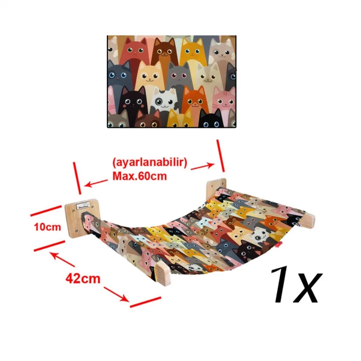 Barış Dizayn 10 Parça Doğal Ahşap Peluş Kedi Oyun Merdiveni Seti Köprü Platform Oyun Duvarı Tırmalama(MegaSET4)