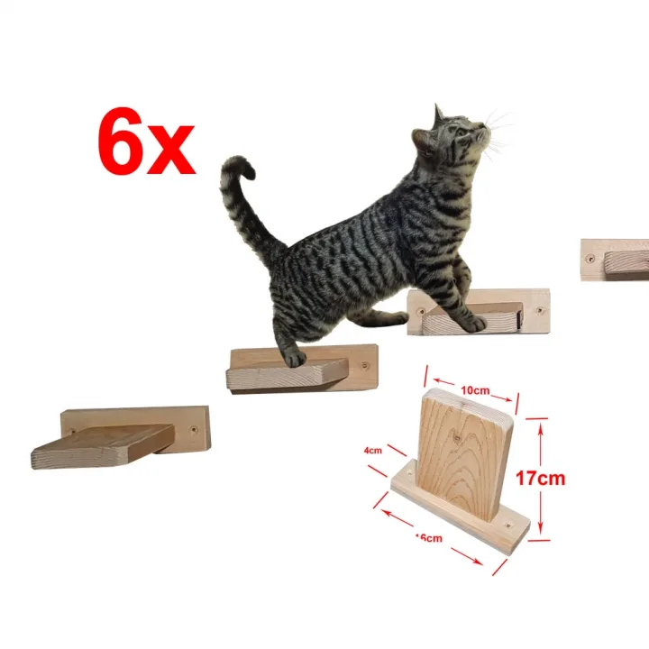 Barış Dizayn 12 Parça Doğal Ahşap Duvar Kedi Oyun Merdiveni Seti Köprü Platform Oyun Duvarı (SET1)