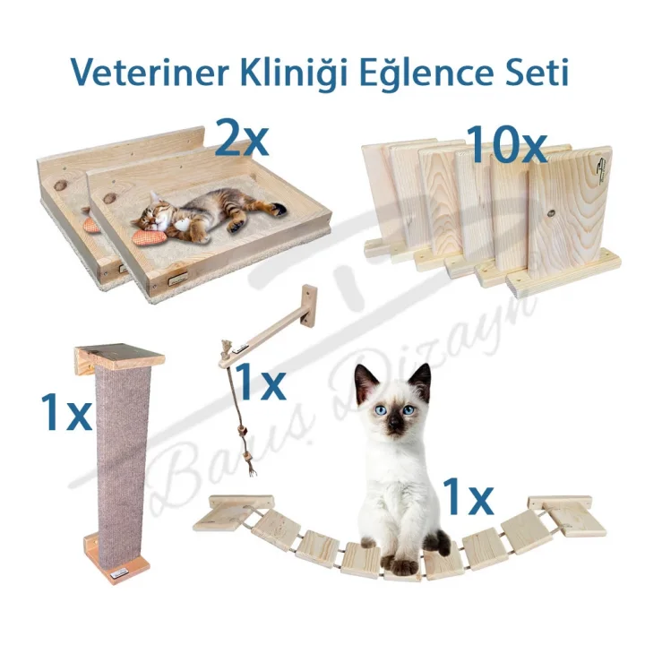 Barış Dizayn 15 Parça Veteriner Kliniği Kedi Eğlence Seti