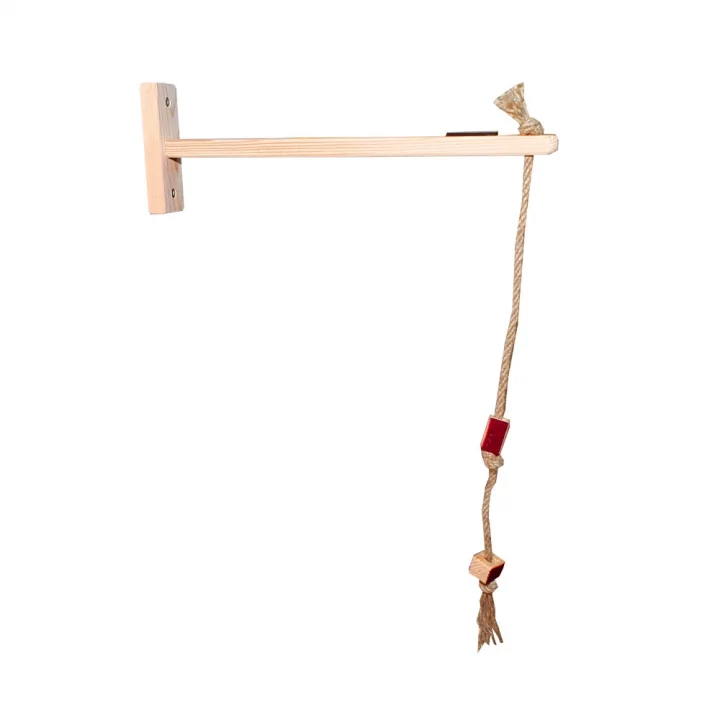 Barış Dizayn Doğal ahşap Kedi Oyun Oltası Oyun İpi Duvara Monte Jüt İpli Kedi oyuncağı