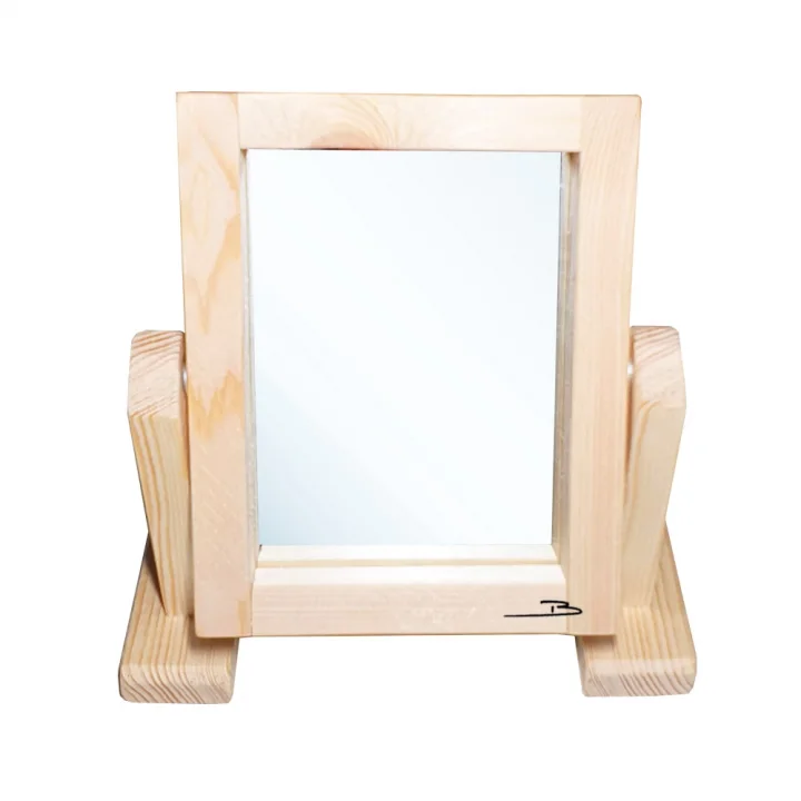 Barış Dizayn Doğal ahşap Masa Makyaj aynası masa üstü ayna dikdörtgen çerçeveli 360 derece hareketli mini