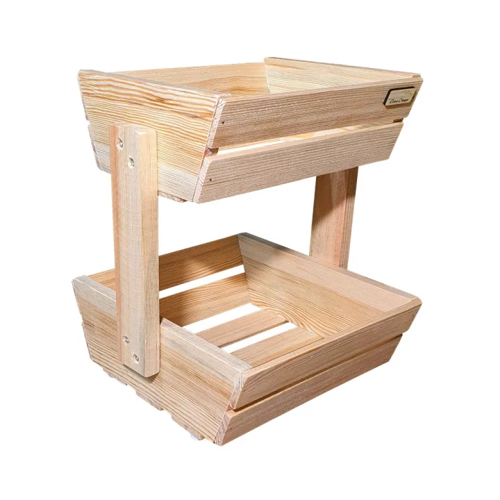 Barış Dizayn Doğal ahşap Masaüstü meyve kasası 2 katlı Mini Mutfak Rafı Mutfak Sepeti Çok Amaçlı Meyvelik