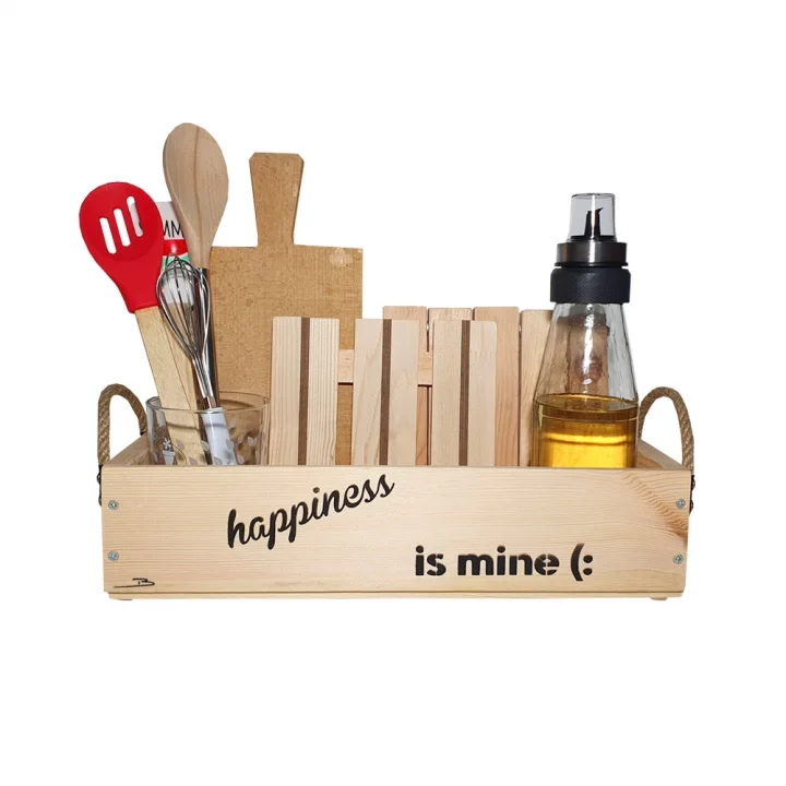 Barış Dizayn Doğal Ahşap Mutfak Organizer Düzenleyici Yağdanlık Kutu Çok Amaçlı Vintage Retro