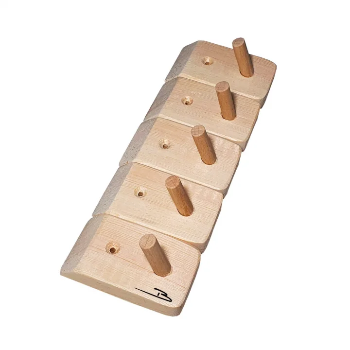 Barış Dizayn Doğal ahşap Tekli askılık çok amaçlı dolap duvar askısı (5li set)