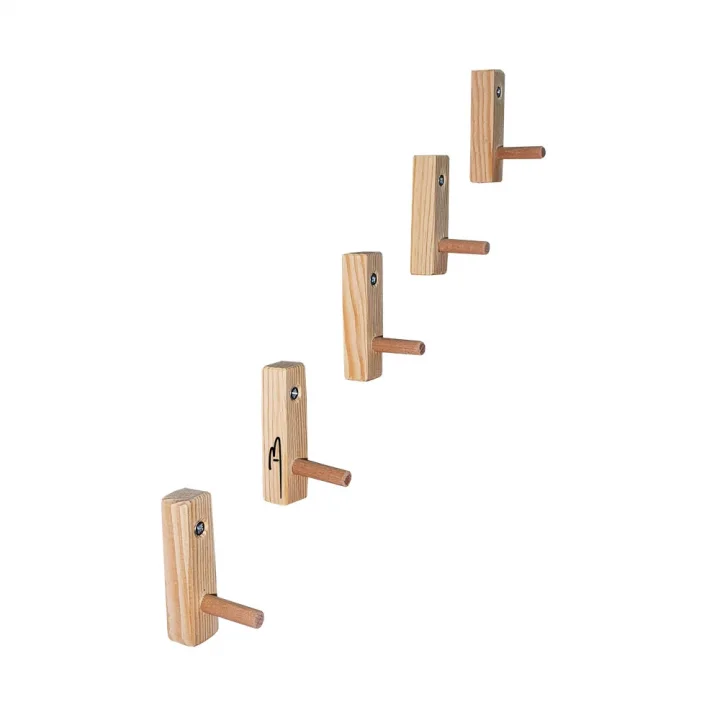 Barış Dizayn Doğal ahşap Tekli mini askılık çok amaçlı dolap duvar askısı küçük (5li set)