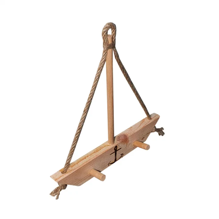 Barış Dizayn Doğal ahşap Tekne askılık anahtar askısı kapı arkası askısı havlu askı (2li)