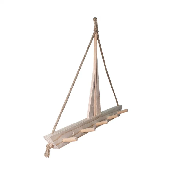 Barış Dizayn Doğal ahşap Tekne askılık anahtar askısı kapı arkası askısı havlu askı 5li