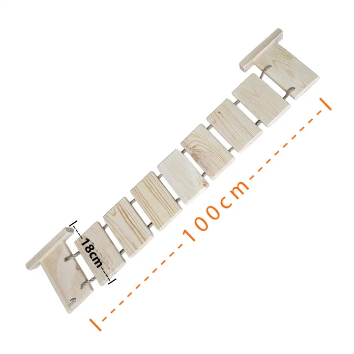 Barış Dizayn Sık Döşemeli ipli Doğal Ahşap kedi merdiveni köprüsü duvar yürüyüş yolu parkur (100cm)