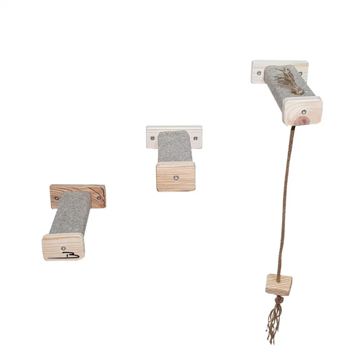 Barış Dizayn Tırmalamalı kedi basamağı kedi köprüsü duvar yürüyüş yolu kedi oyunu püsküllü parkur 2 Renk (3 adet)