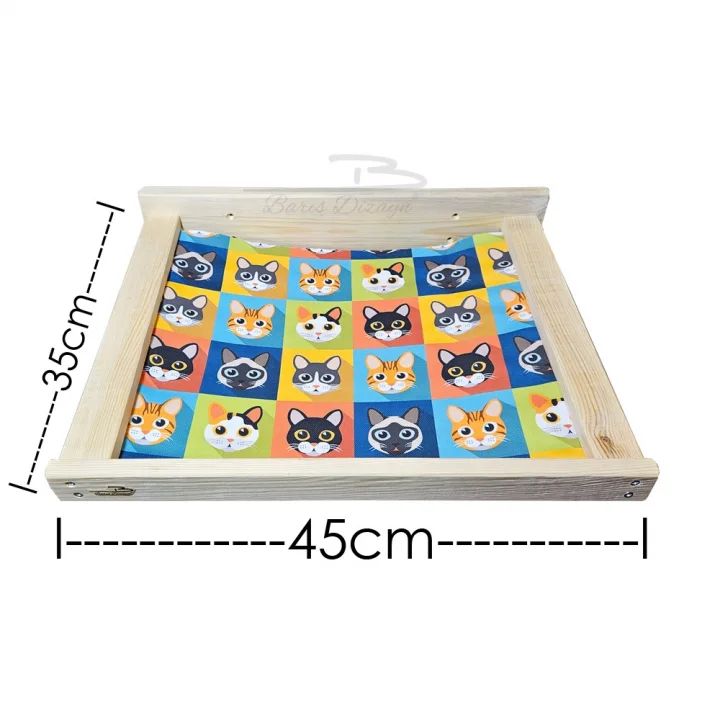 Doğal ahşap duvara monte kedi hamağı kedi yatağı kedi hamak 10KG (45cm x 35cm)
