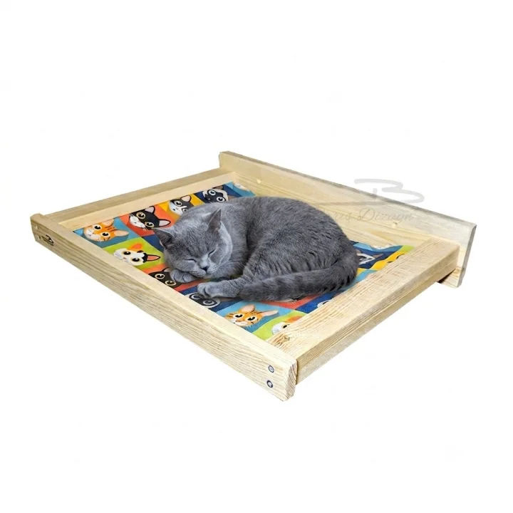 Doğal ahşap duvara monte kedi hamağı kedi yatağı kedi hamak 10KG (45cm x 35cm)
