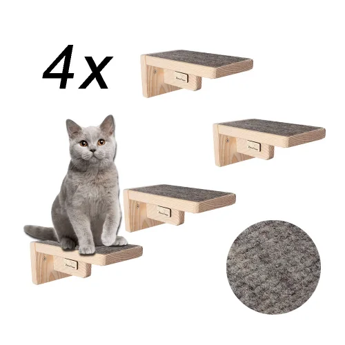 Barış Dizayn Doğal Ahşap Güçlendirilmiş 18cm kedi basamağı kedi köprüsü duvar yürüyüş yolu kedi oyunu (4 adet) Renk seçimli