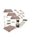 Barış Dizayn 12 Parça Doğal Ahşap Peluş Kedi Oyun Merdiveni Seti Köprü Platform Oyun Duvarı (SET3)