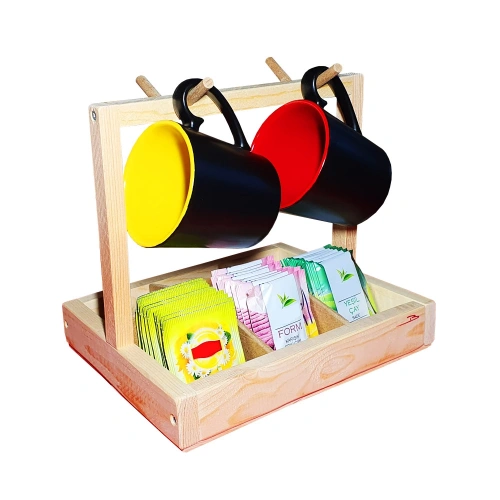 Barış Dizayn Doğal ahşap Poşet Çay standlı masa askısı Fincanlık Kupa askısı Mutfak bardak askılığı