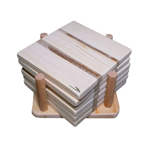 Barış Dizayn Doğal ahşap Standlı Bardak altlığı fincan altlığı çay tabağı (6lı set)