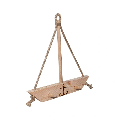 Barış Dizayn Doğal ahşap Tekne askılık anahtar askısı kapı arkası askısı havlu askı (2li)