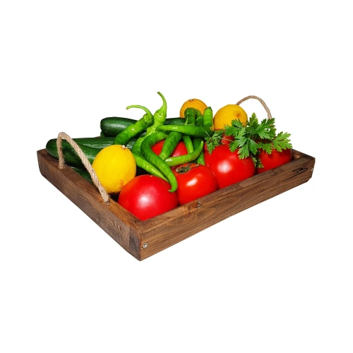 Barış Dizayn Doğal ahşap tepsi Çay tepsisi kahve tepsisi sunum tepsi retro rustik (ceviz vernikli)