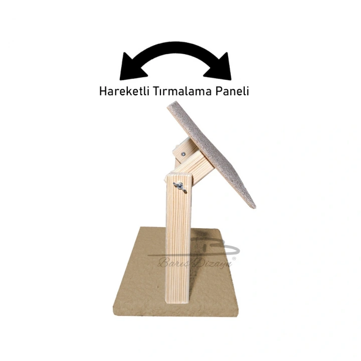 Doğal Ahşap Portatif Tırmalama Halısı Hareketli Panel Rampa Peluşlu (2 Renk)