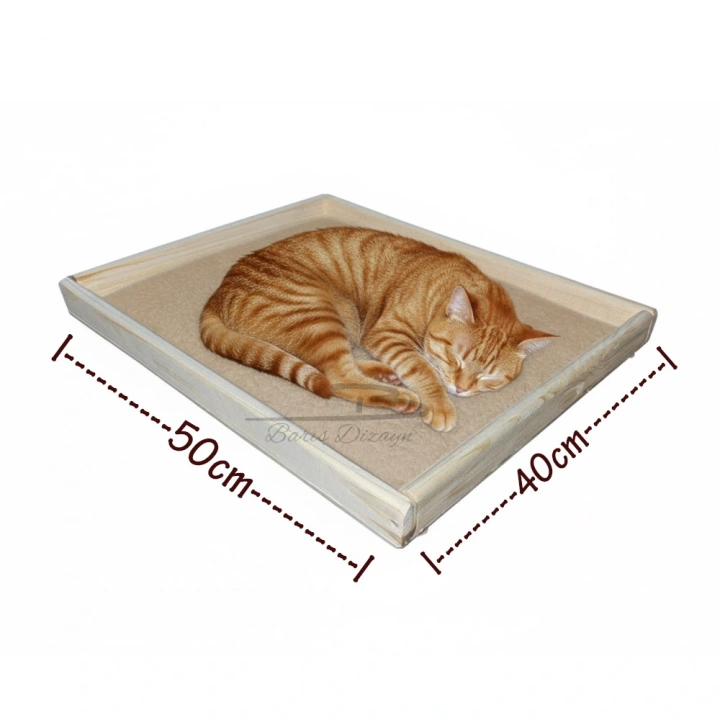 Toptan Satış - Doğal Ahşap Ortopedik Wellsoft Peluş Kedi Yatağı Yer Yatağı 40x50cm (2 renk)