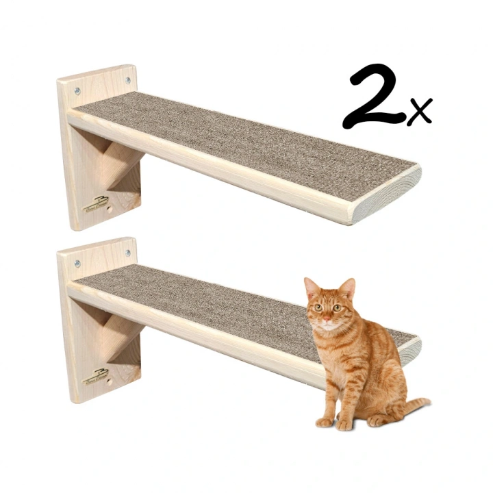 Doğal Ahşap Güçlendirilmiş Uzun 30cm kedi basamağı kedi köprüsü duvar yürüyüş yolu (2 adet)