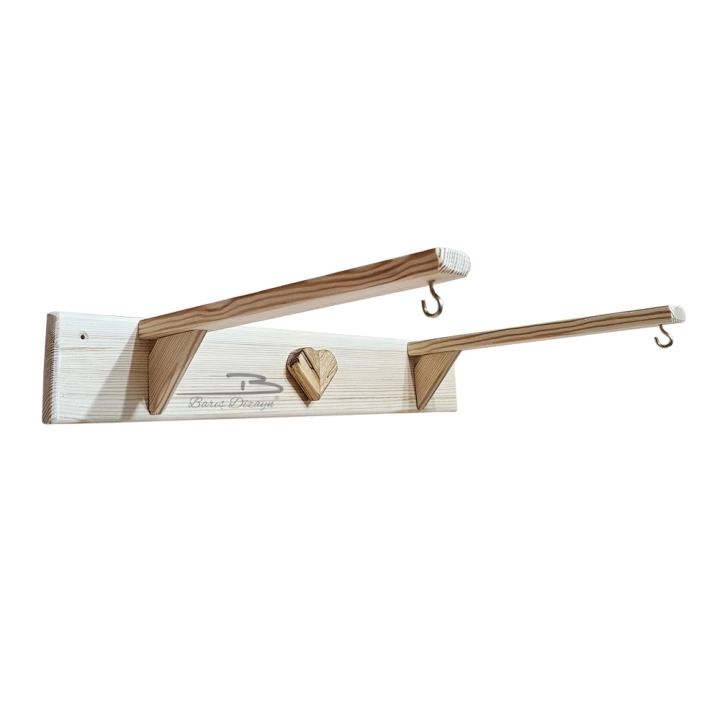 Barış Dizayn Doğal Ahşap Çift Kollu Duvar Saksı Kafes Askısı Raf Ayağı Dayanıklı 50x35cm (12KG Kapasite)