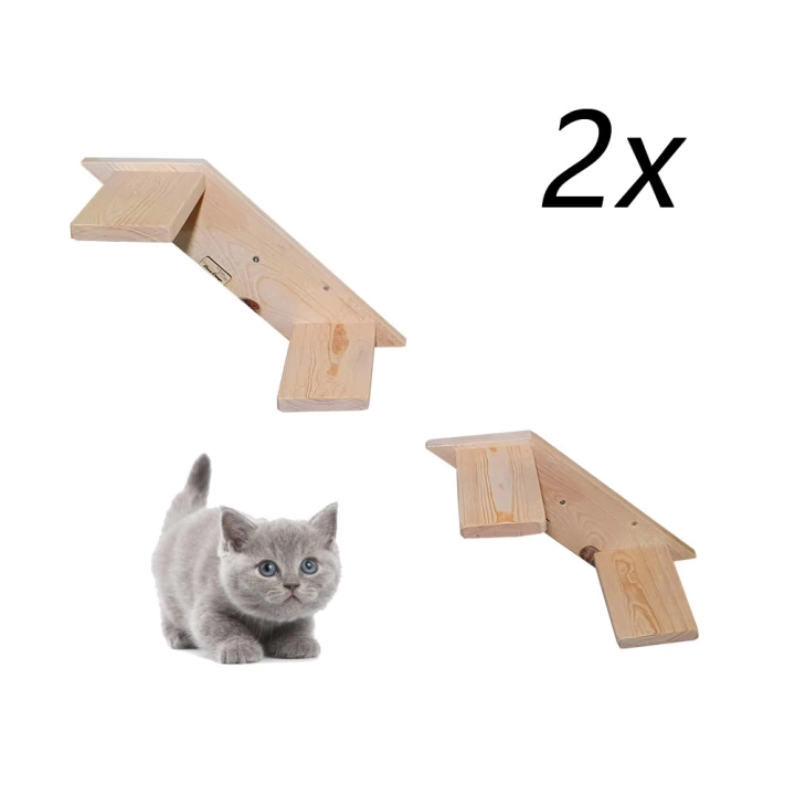 Barış Dizayn Doğal ahşap kedi basamağı kedi Merdiveni duvar yürüyüş yolu kedi oyunu 30cm Parkur (2 adet)