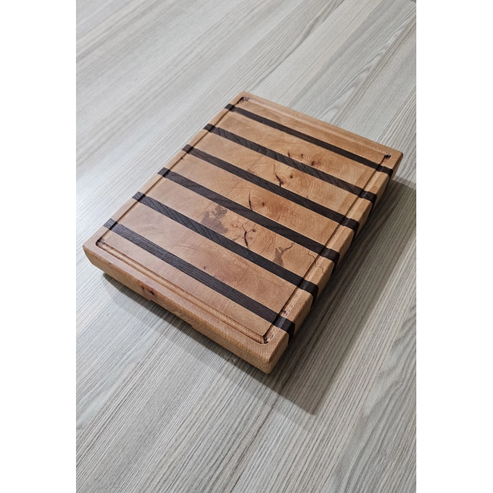 Barış Dizayn MiddleDual1 Doğal Ahşap Kesme Tahtası Sunum Et Kesme Abanoz/Kayın(Orta) El Yapımı