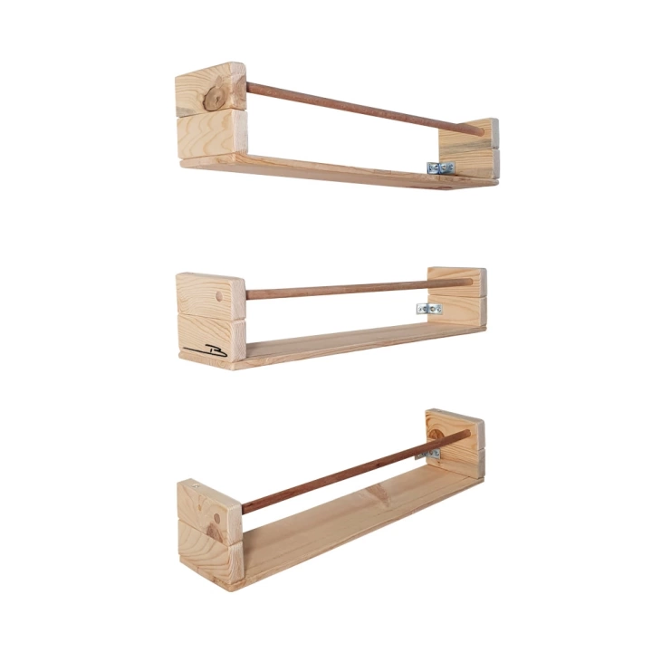Barış Dizayn Montessori Duvar Rafı Ahşap Kitaplık Bebek Odası Çocuk odası Çocuk Kitaplığı (3lü set)