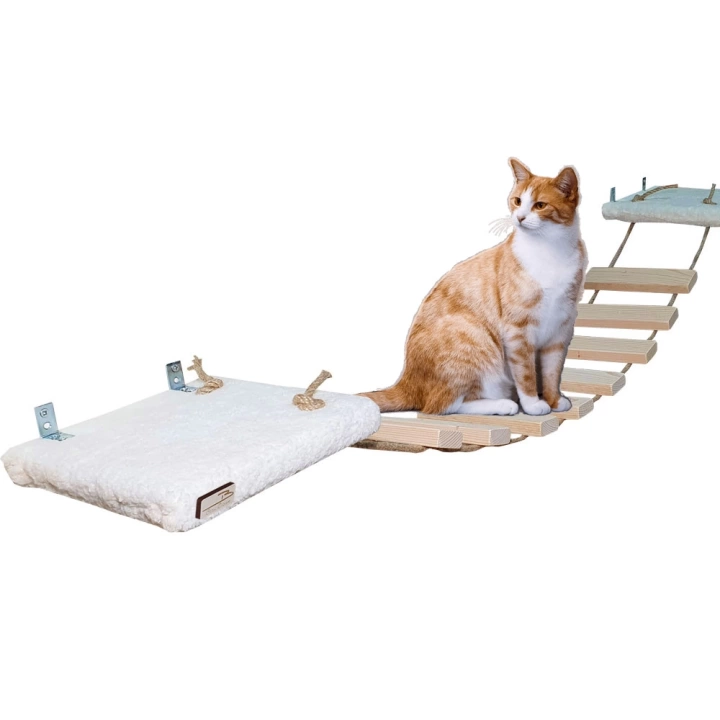 Barış Dizayn Peluş Basamaklı Kedi Köprüsü Peluş Raf Duvar Kedi Yolu Parkur 2 Renk (130cm)