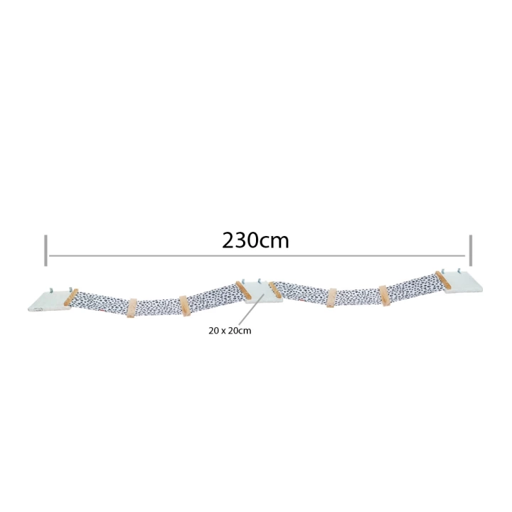 Barış Dizayn Premium Peluş Basamaklı Kumaş Kedi Köprüsü Raf Duvar Kedi Yolu Parkur (230cm) Beyaz