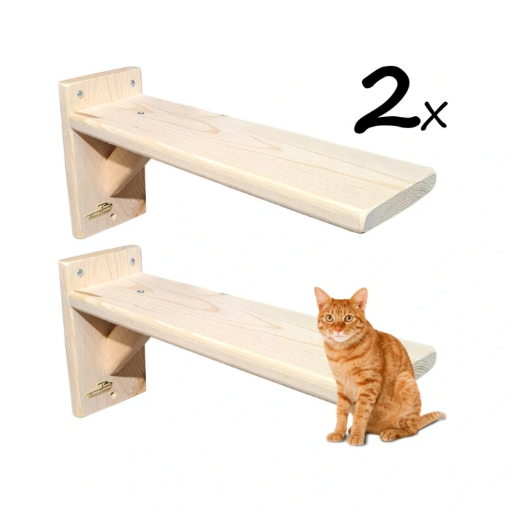 Doğal Ahşap Güçlendirilmiş Uzun 30cm kedi basamağı kedi köprüsü duvar yürüyüş yolu (2 adet)