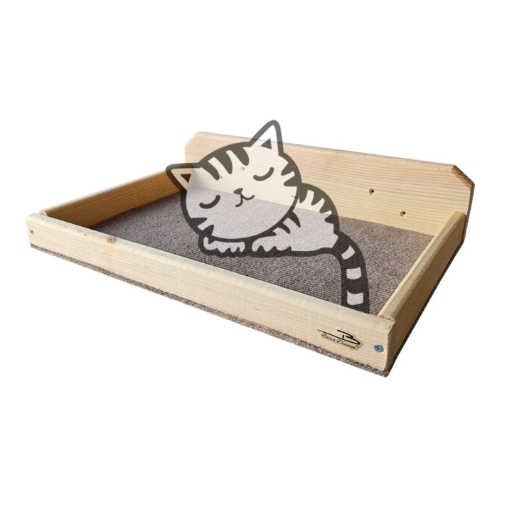 Duvara Monte Doğal Ahşap Kedi Yatağı Eko Tırmalama halı kaplamalı (8KG Kapasiteli)