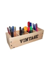 Barış Dizayn Doğal Ahşap 30cm Vintage Retro Tasarım Kalemlik Makyaj Masa Orgenizeri