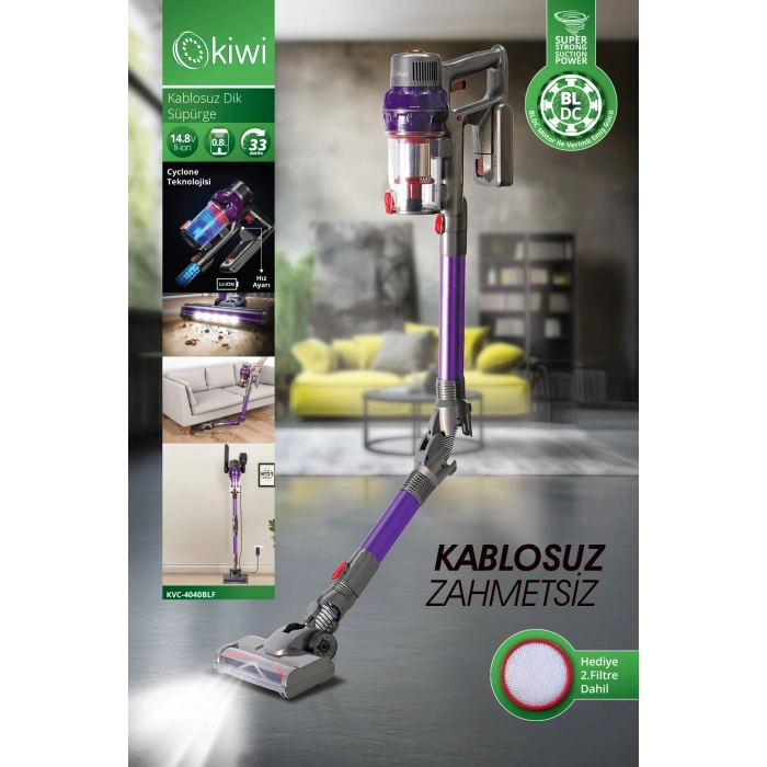 KİWİ KVC-4040BLFKABLOSUZ DİKEY SÜPÜRGE