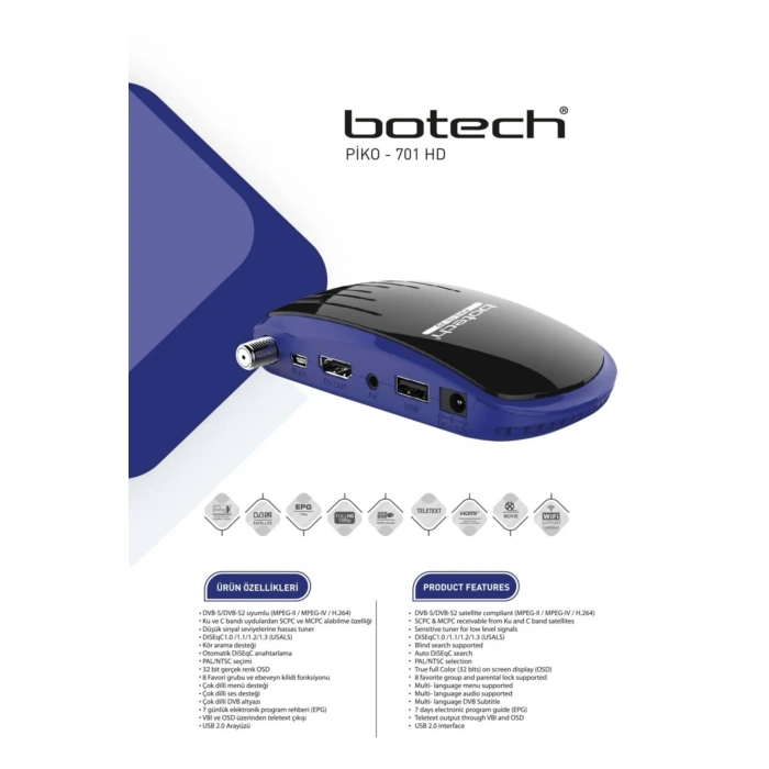 BOTECH PİKO-701HD UYDU ALICISI