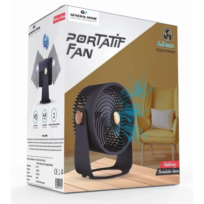 GENERAL HOME PF-75/PF-76 ŞARJLI MASA VANTİLATÖR