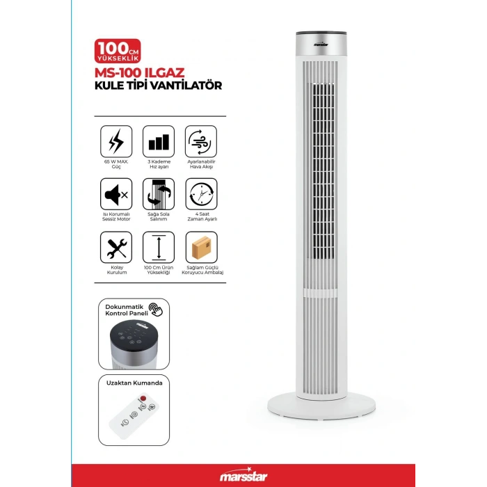MARSSTAR MS-100 ILGAZ KULE TİPİ VANTİLATÖR