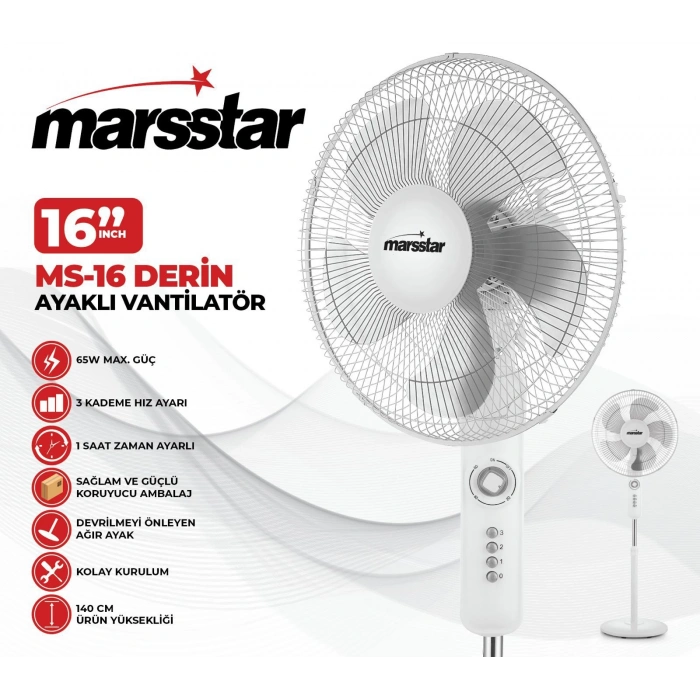MARSSTAR MS-16 DERİN 5 PERVANE VANTİLATÖR