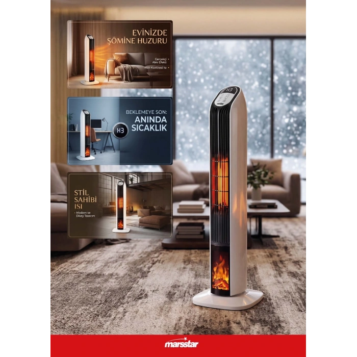MARSSTAR MS-240 PTC SERAMİK DİK ISITICI