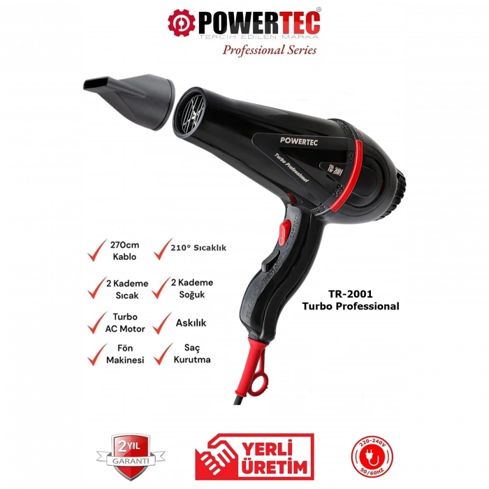 POWERTEC TR-2001 SAÇ KURUTMA MAKİNESİ
