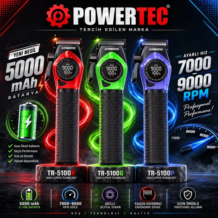 POWERTEC TR-5100 ŞARJLI SAÇ KESME